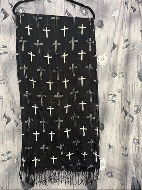 Y2K VINTAGE CROSSES SHEER LIGHTWEIGHT SCARF
